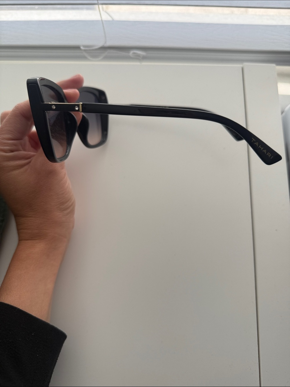 Tahari Black Gradient Oversized Cat-Eye Sunglasses - Picture 2 of 4